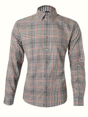 Con.Struct Plaid Button-Down Shirt Size XXXL Burgundy Checkered Pattern Was $79.